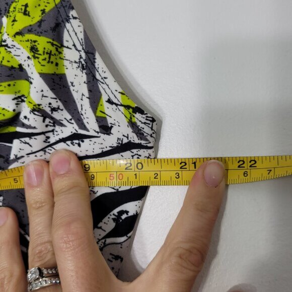 SwimSuit One Piece Green Blue Floral Dress Bathing Suit Adjustable Strap Sz XL - Picture 11 of 14